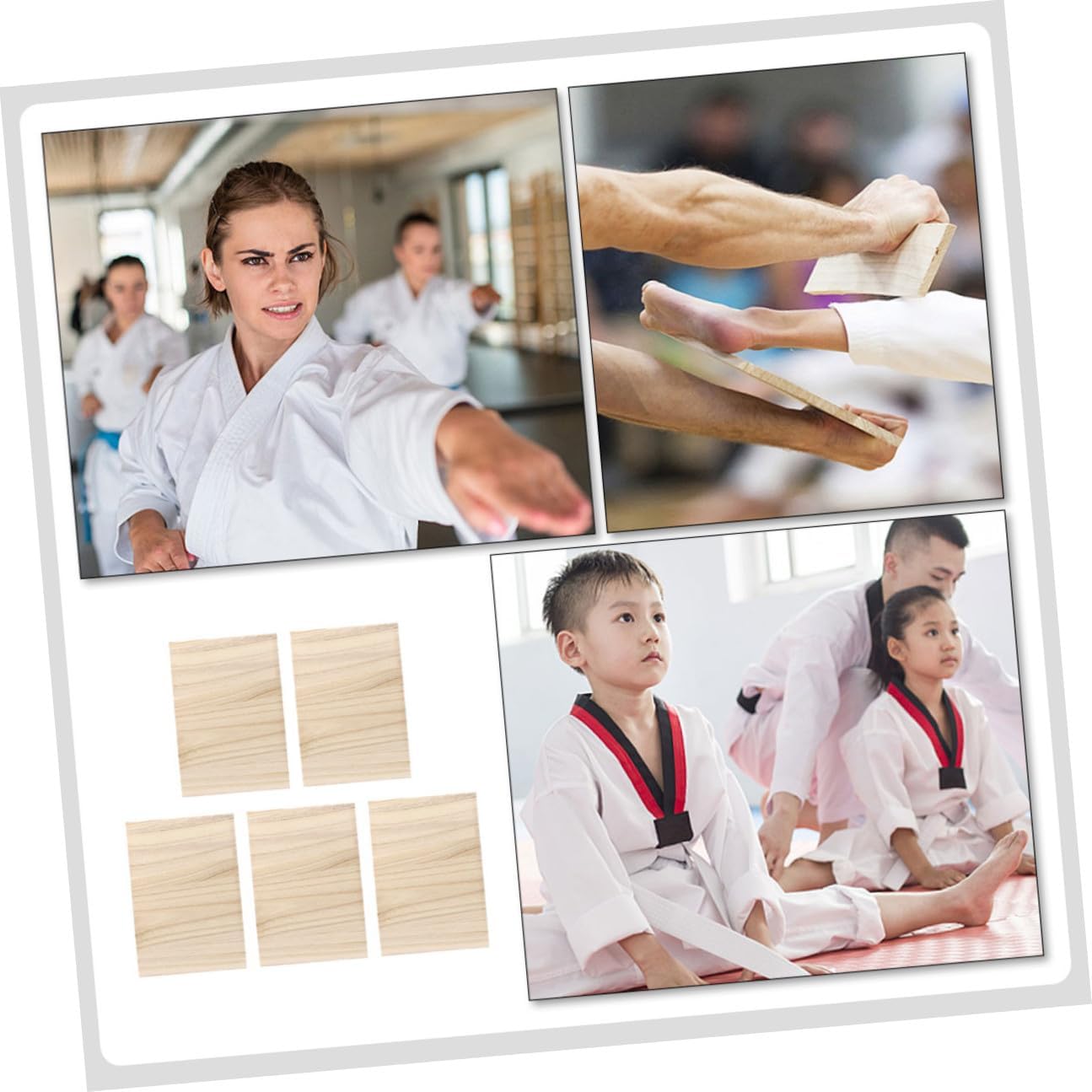 5pcs Wooden Taekwondo Breaking Boards 1.5cm Thick Portable Karate Training Punching Boards for Martial Arts Performance and Practice