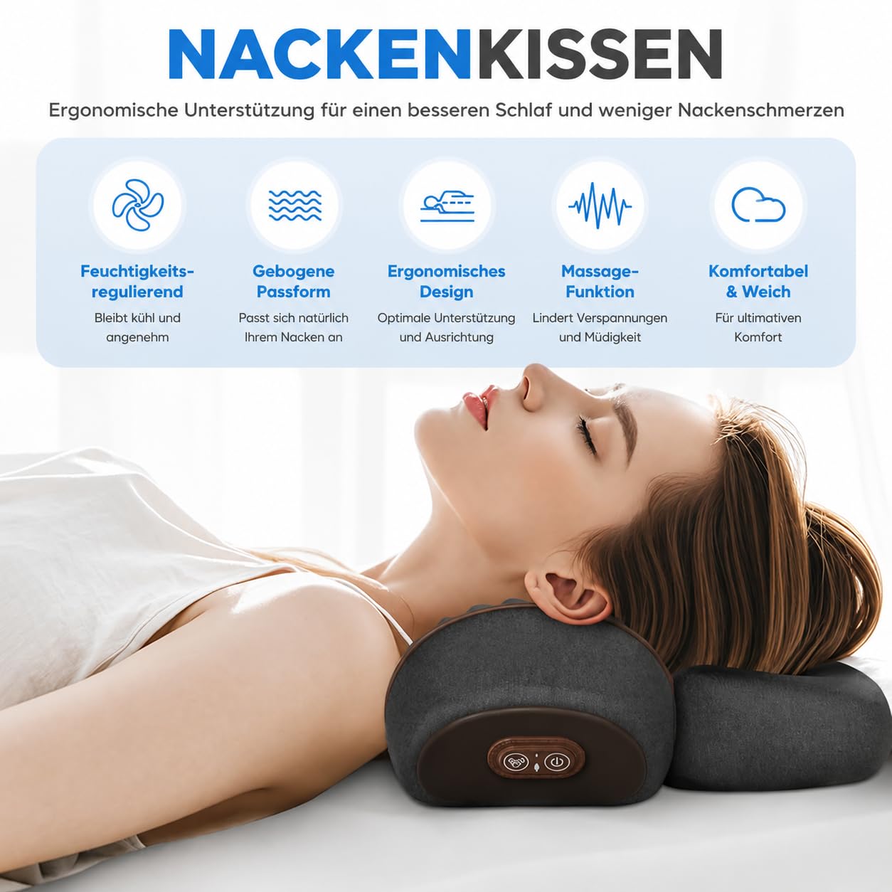 3-In-1 Massagegerät Elektrisch Nacken, Mit Heizung, Massage & Traktion, 39° Hws-Streckung, 42°C Tiefenwärme Und Gezielte Vibrationsmassage für Schmerzlinderung tiefes Gewebe