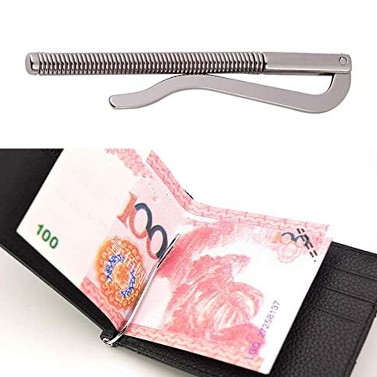 WANGCL 5 clips de resorte para billetera, billeteras de acero inoxidable, billeteras para billeteras de cuero doble, billeteras plateadas para tarjeteros