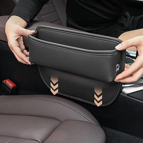 Miniatura 7 de Goujfol Caja de almacenamiento para asiento de automóvil, relleno de huecos para asiento de automóvil (1 unidad-negro)