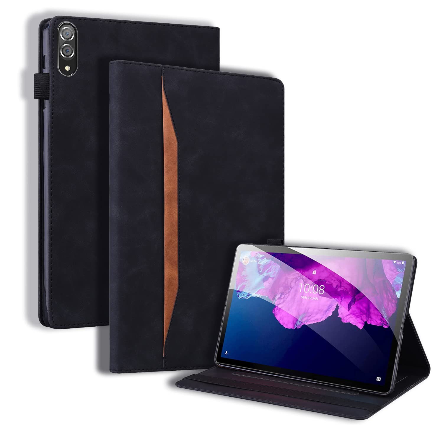 Case for Lenovo Tab P11 Pro (2nd Gen) / Tab P11 Pro Gen 2 11.2 inch Magnetic PU Leather Folio Stand Shell Cover Foldable Card Holder Multi-Angle Tab P11 Pro 2022 11.2",Black