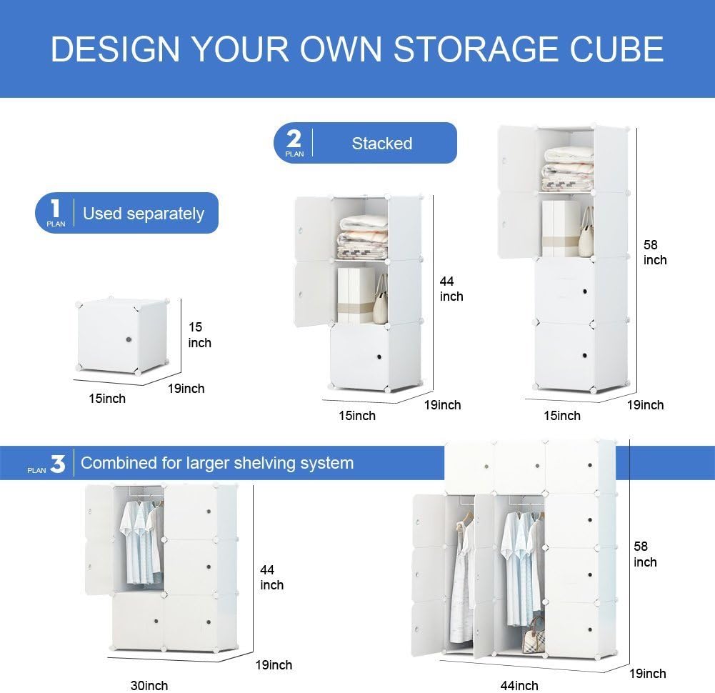 70% оƒƒ Evеrуthіng KOUSI Portable Wardrobe Closets 14x18 Depth Cube Storage, Bedroom Armoire, Storage Organizer with Doors, 12 Cube, White Bеѕt Dеаl Chеар 🛒 KOUSI Portable Wardrobe Closets 14x18 Depth Cube Storage, Bedroom Armoire, Storage Organizer with Doors, 12 Cube, White