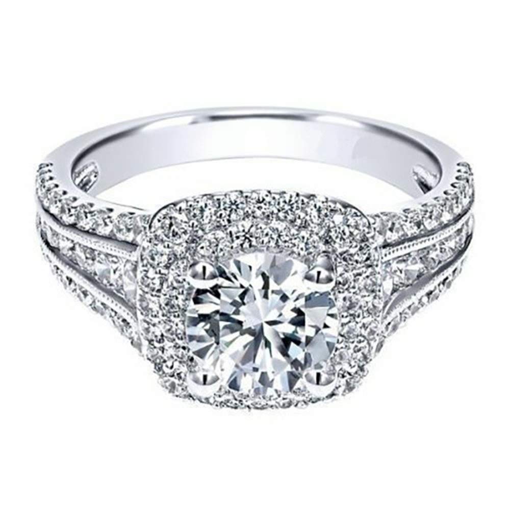Amazon.com: 18K Gold Plated Shiny Full Diamond Ring Round