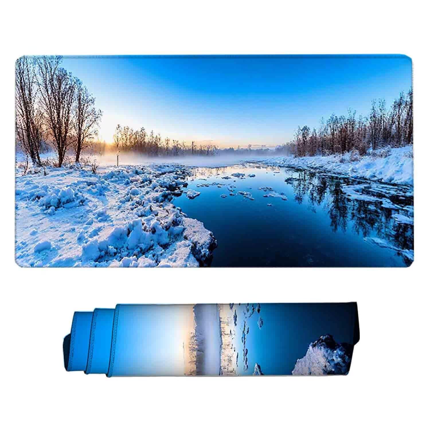 Tappetino Mouse Blu Mousepad Inverno Tappetino Mouse XXL 1200 x 600mm Sottomano Scrivania Grande con Base in Gomma Antiscivolo Accessori Gaming, Migliora Precisione e Velocità per PC, Laptop a8366