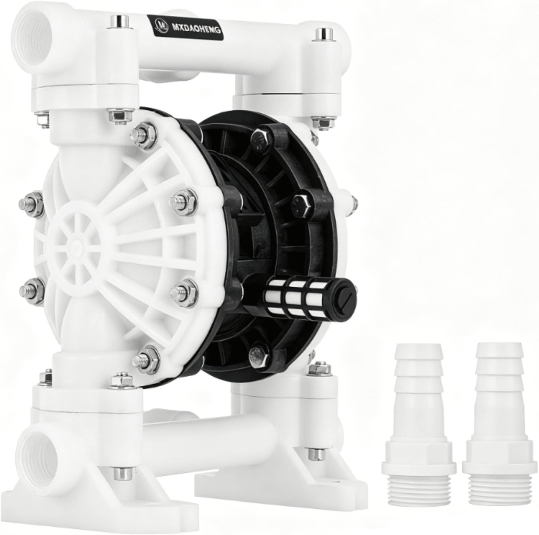 MXBAOHENG 15 GPM Air Operated Double Diaphragm Pump, 1 Inch | For Chemical Waste Oil, Polypropylene Pneumatic Diaphragm Pump with PTFE Diaphragm, 898 GPH Air Driven Transfer Pump