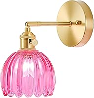 Vista 16 de Juego de 2 apliques de pared enchufables, apliques de pared vintage con pantalla de cristal transparente de tulipán, aplique de pared