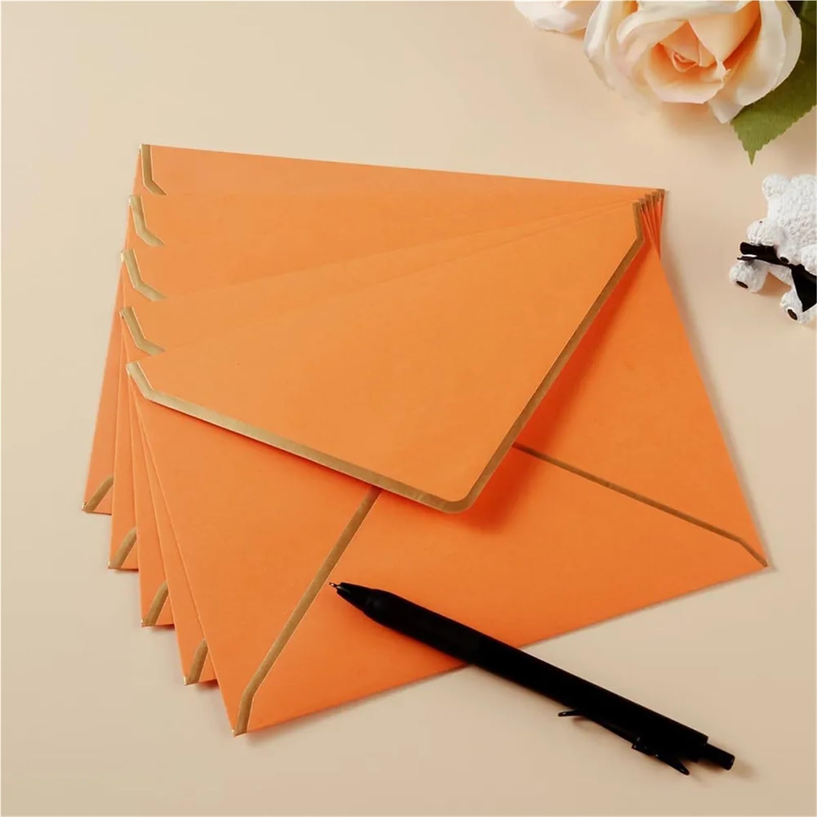 Geschenkkartenumschläge, 40 Stück, A7-Papierumschläge for Hochzeitseinladungen, Schreibwaren, Postkarten, Fotoverpackungen, Feiertage(A7 orange)