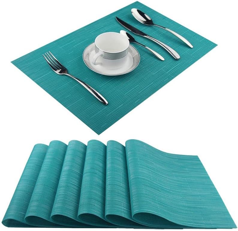 Heat Resistant Non-Slip Place Mats Placemats Table Washable Vinyl Woven for Kitchen Dining Room
