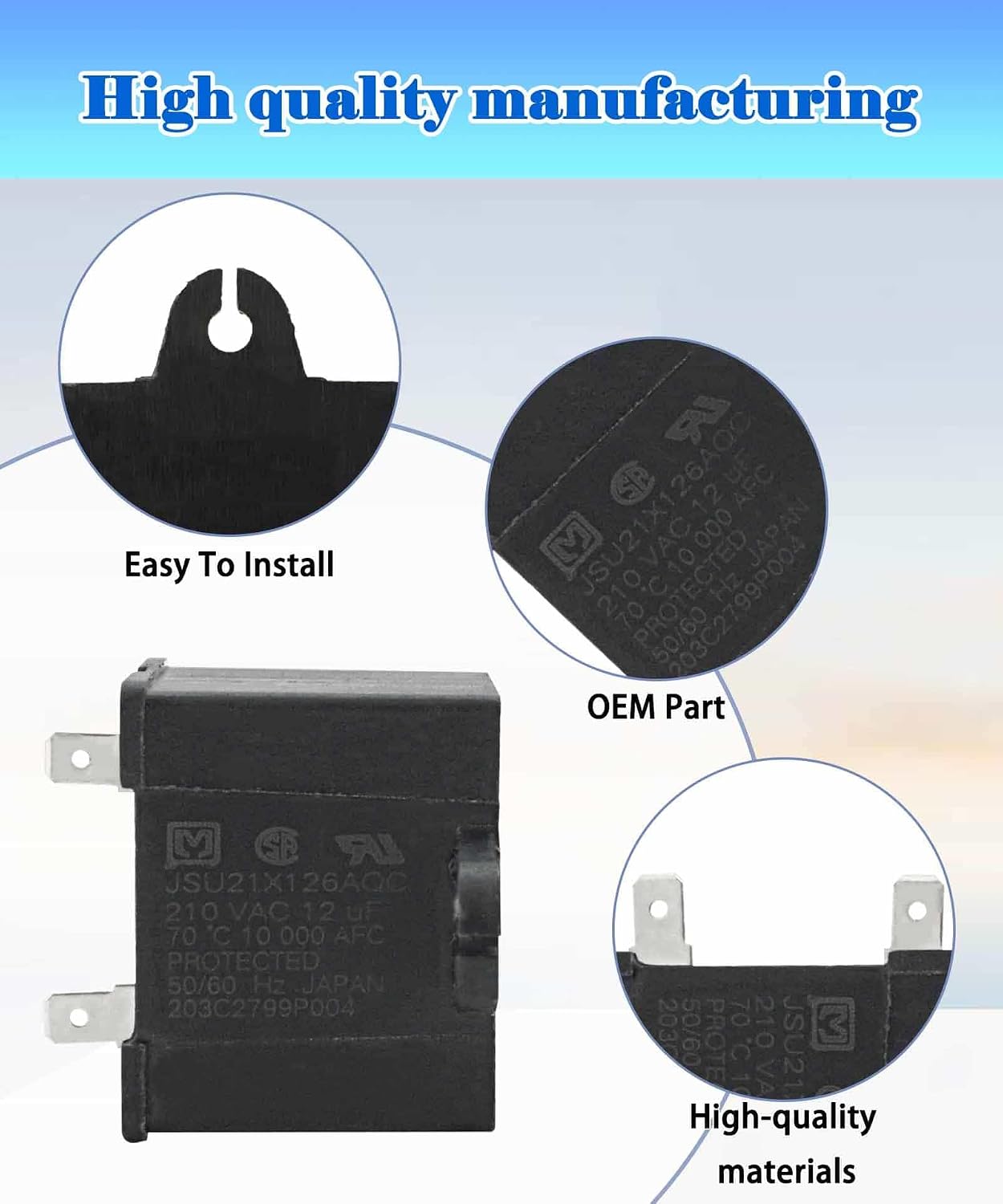 WR55X24064 Refrigerator Run Capacitor Fits for GE Freezer Compressor Run Capacitor Replace WR55X20800,WR55X23731,WR62X20693,WR62X79,WR62X0079,WR62X10018, WR62X10040,WR62X10048,WR87X27279 ETC.