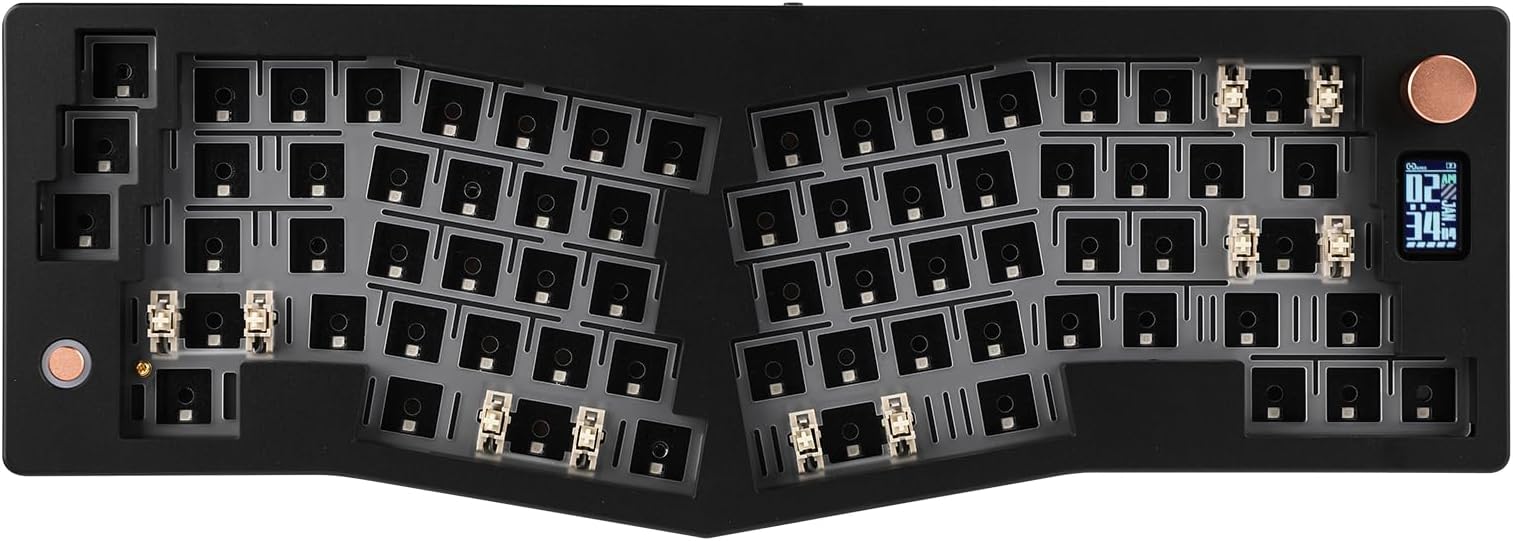 EPOMAKER CIDOO ABM066 Alice-layout VIA-programmable Barebones Kit with TFT-LCD Screen and Rotary Knob, Hot Swappable, Triple Modes(BT/2.4Ghz/Type-C), NKRO, RGB Backlight, for Win/Mac (Black)