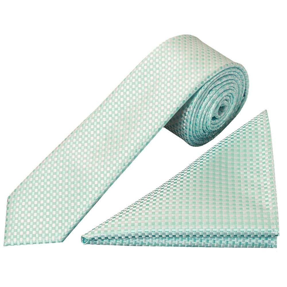 Ties R Us Boys Green Mint Diamond Neat Skinny Tie And Pocket Square Set