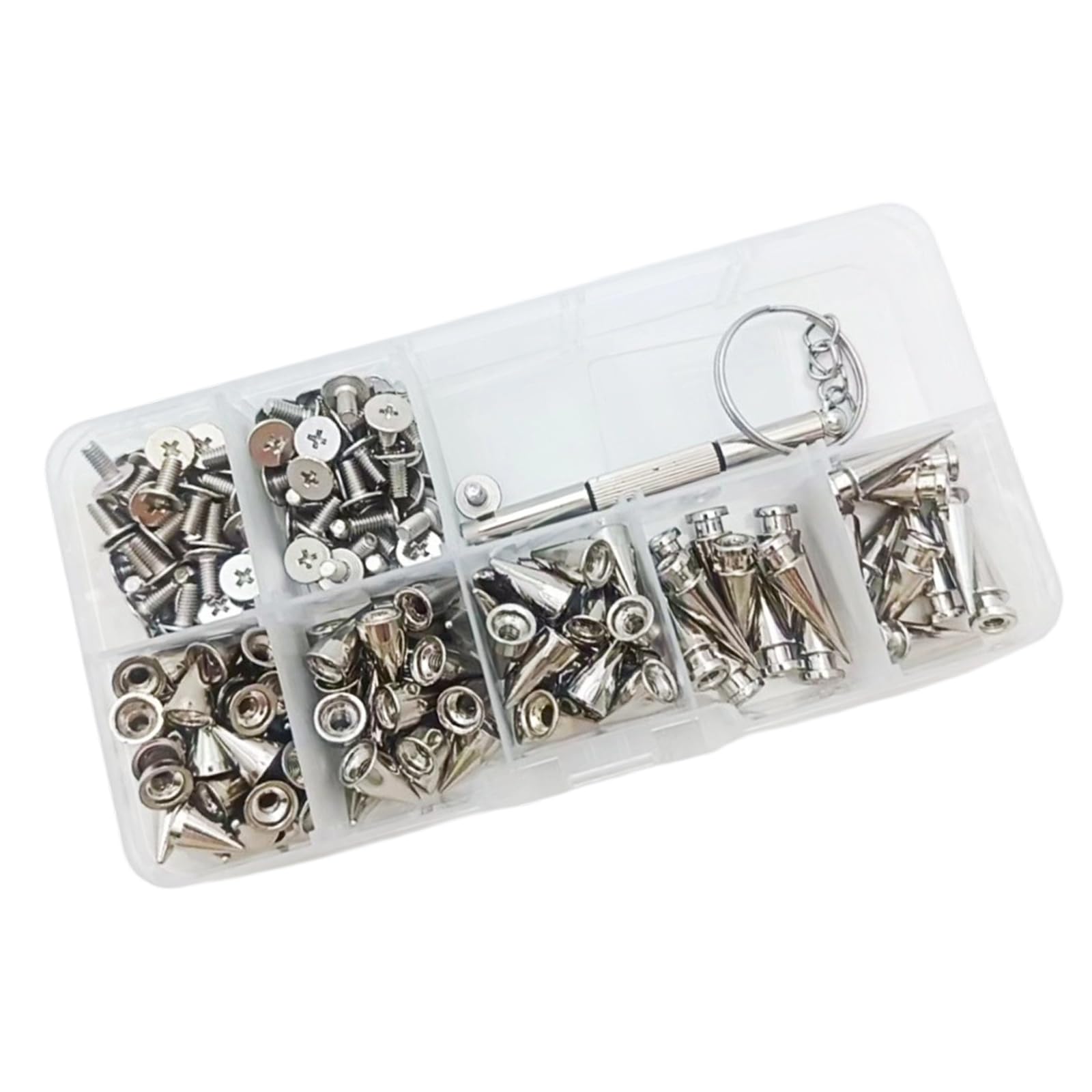 201Pcs Silver Metal Screwback Cone Studs Spikes Rivet Punk Clothes Bag Belt Shoes Clothes Leathercraft Rivets Punk Rock Accessories Set