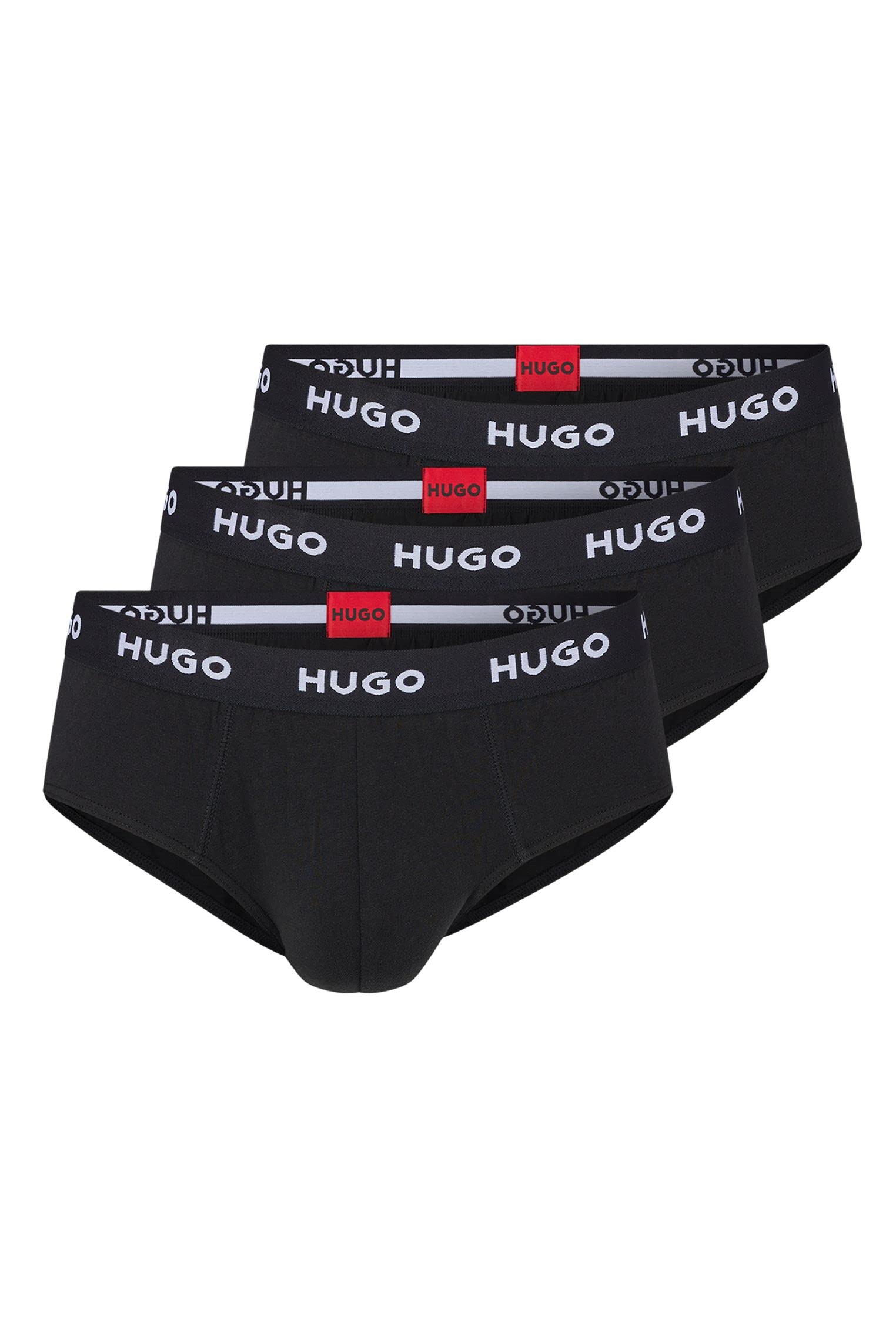 HUGO Slips Herren Triplet Pack – Hip Briefs, Schwarz, Größe M