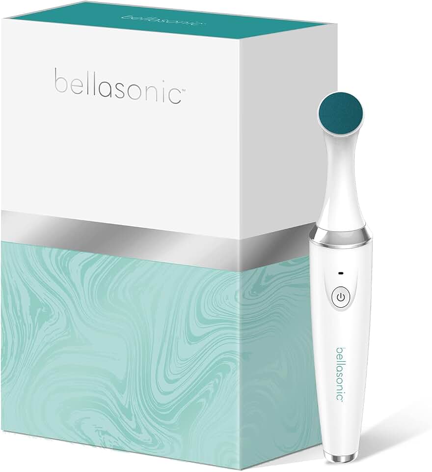 BELLASONIC 4-in-1 Rechargeable Electric Nail File Set with Travel Pouch – Unique Oscillating Head – Shape, Smooth, Buff &amp; Shine Nails – Remove Cuticles &amp; Calluses (White/Silver)