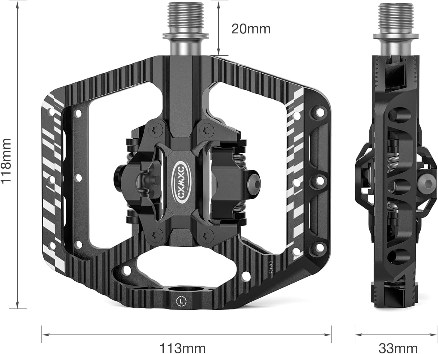 CXWXC Pedali per bicicletta, a clic e piatti con 3 cuscinetti, pedali in alluminio, 9/16 pollici, pedali per bici da corsa, mountain bike, city bike