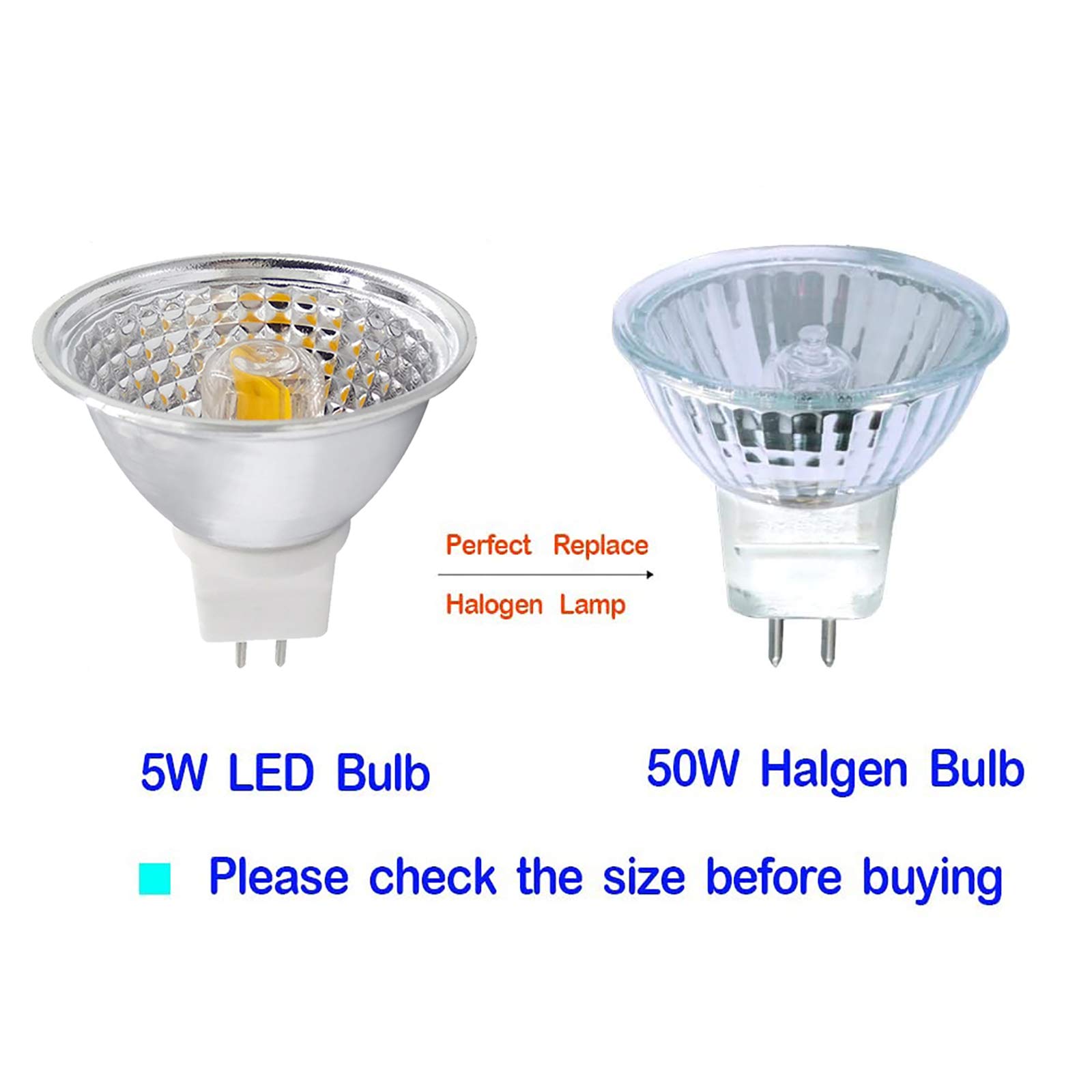 Ampoule LED MR16 à intensité variable, 90% d'économie d'énergie, 38 degrés, AC/DC, 5 watts, équivalent à une ampoule halogène 50 W, culot GU5.3, lot 6, blanc froid 6000 K.