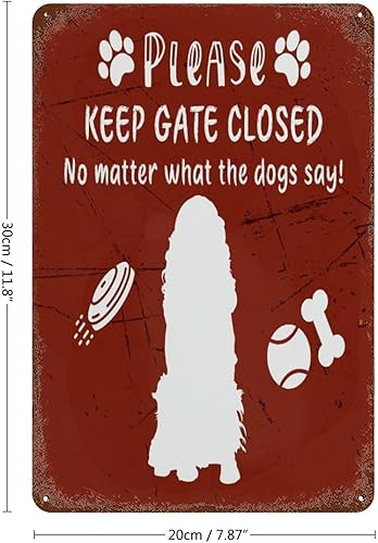 Miniatura 2 de Vintage Aluminum Metal Sign Keep Gate Closed No Matter What The Dogs Say Signs Dog on Premises Welcome Metal Sign for Porch Backyard Coffee Bar Home