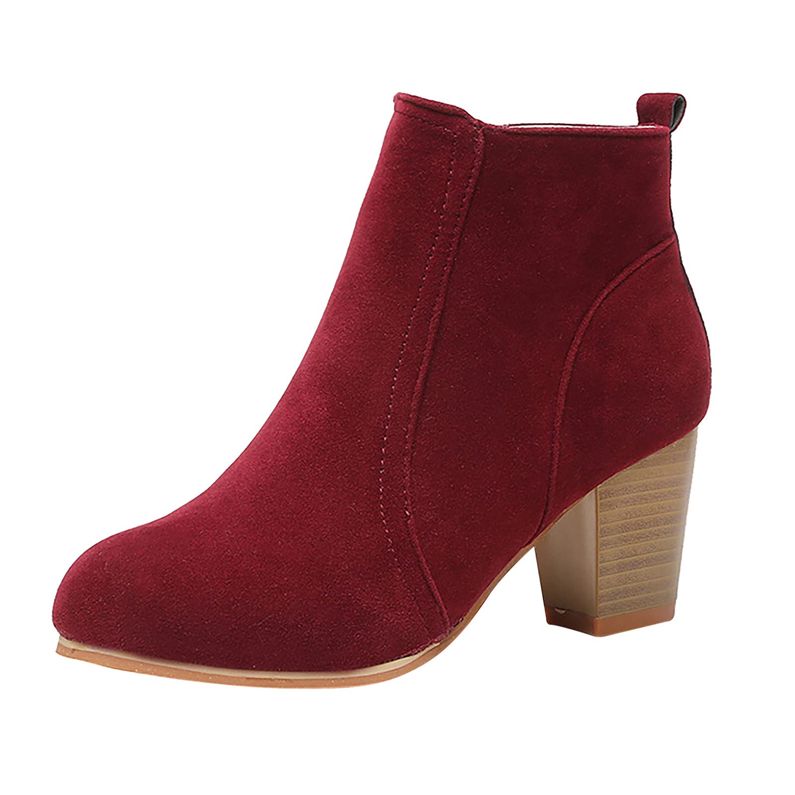 Womens Low Block Heel Boots Ladies Square Toe Zip Up Block Heel Buckle Detail Formal Dressy Ankle Boots Size 4.5-7