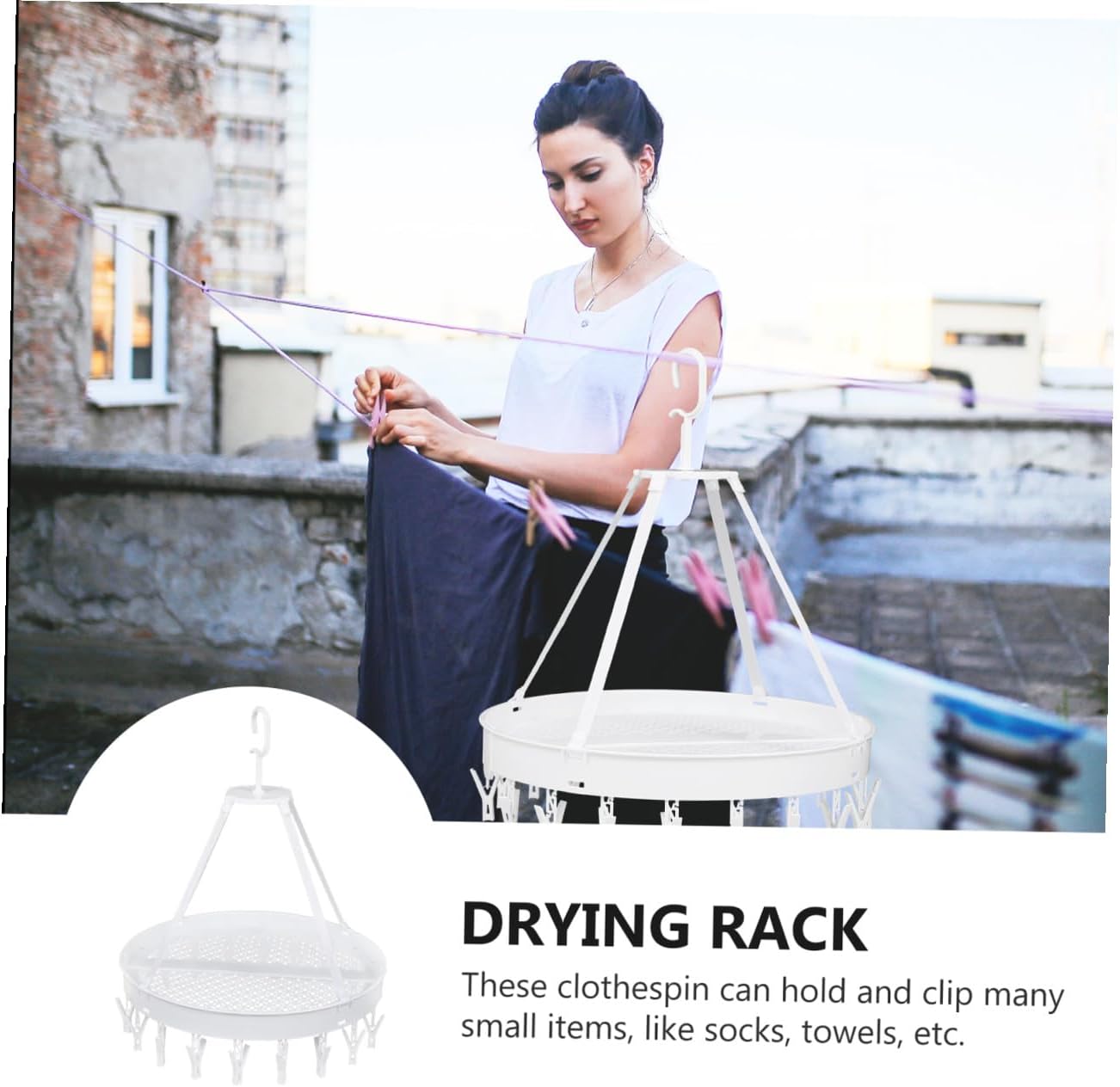 Tofficu Multipurpose Foldable Clothes Drying Hanger Rack White Single Layer Socks Underwear Towels Drying Holder for Indoor Balcony Use