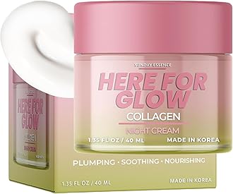 Collagen Night Cream - Dermatologist Tested, Korean Skin Care, Anti-Aging - Hydrating Moisturizer, Retains Moisture - Vegan, Non- GMO, Clean Beauty, 95% Natural - 1 Pack