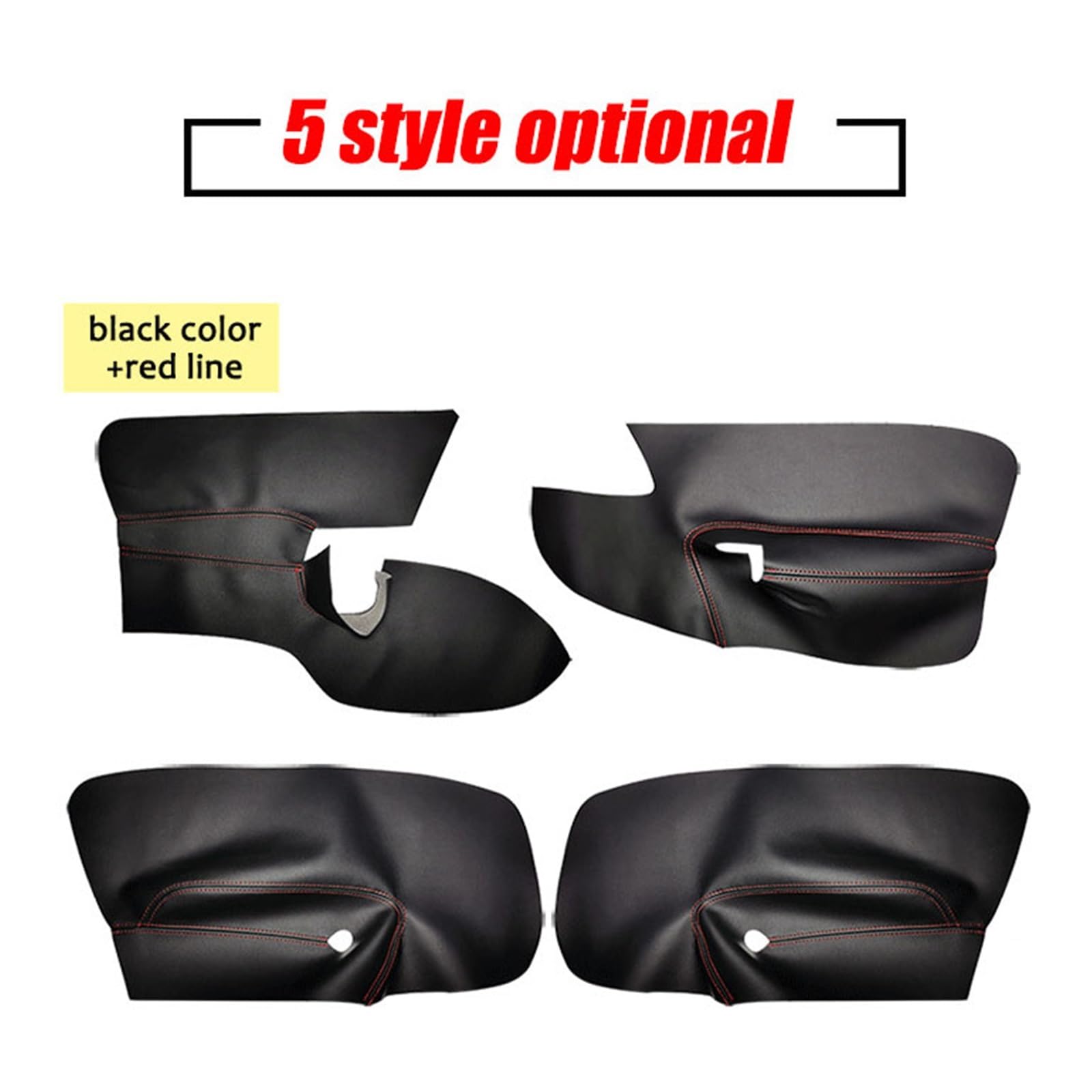 Rivestimento in pelle for pannello portiera auto compatibile con Volkswagen Golf 5 MK5 Jetta Sagitar 2006-2011 Accessori interni(Left rudder black+red line)