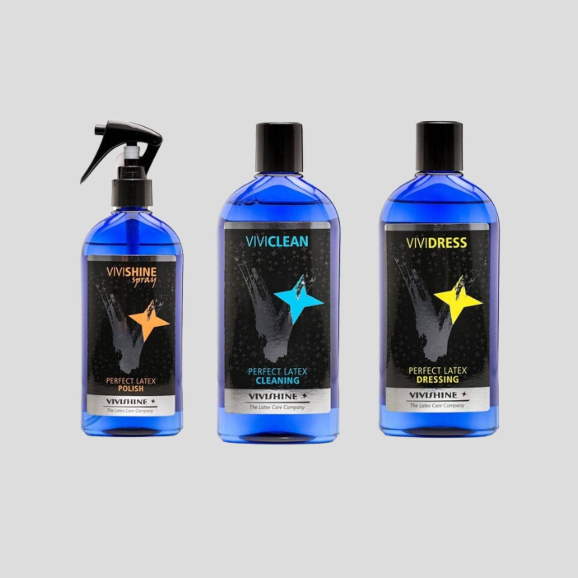 Vivishine - Pack de 3 pour Latex - Vivishine 250 ml + Viviclean 250 ml, Vividress 250 ml