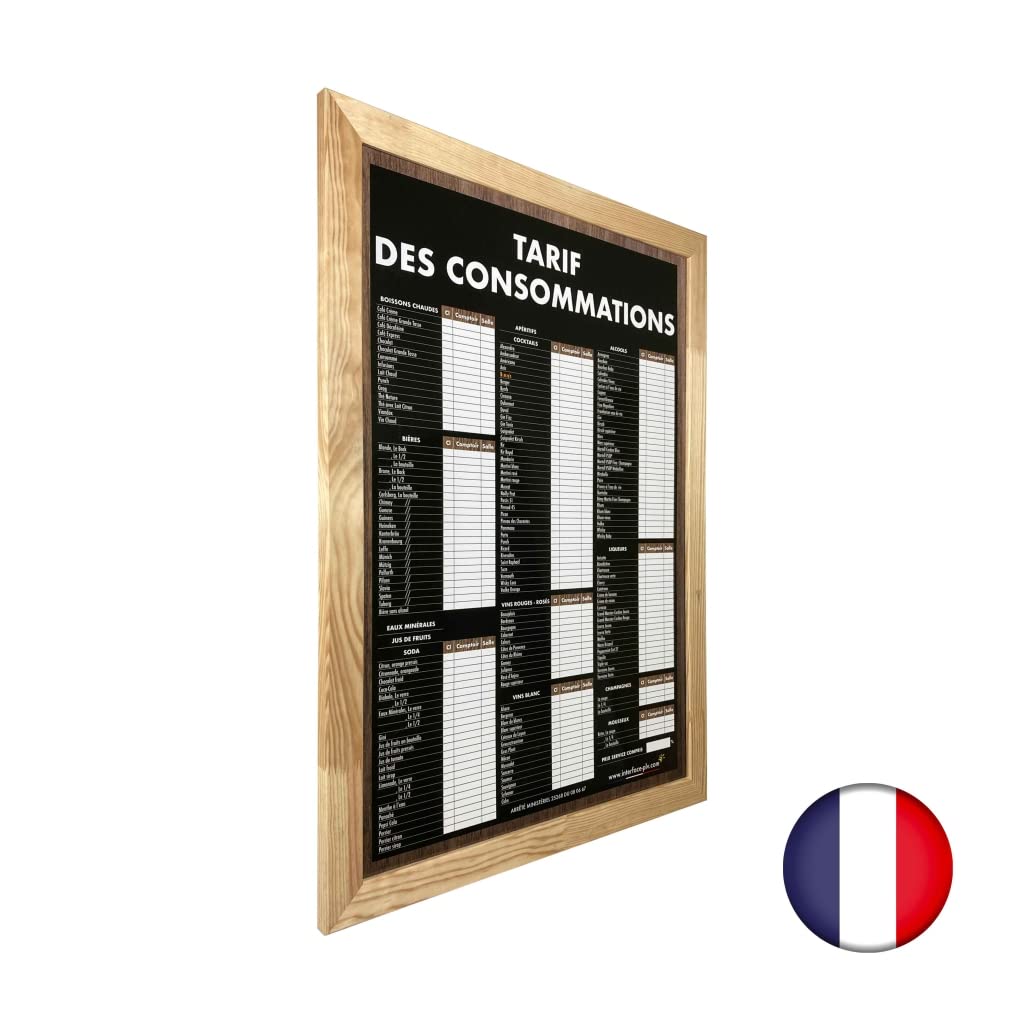 Traditionelles Holzschild, A1, "TARIF DES CONSOMMATIONS"