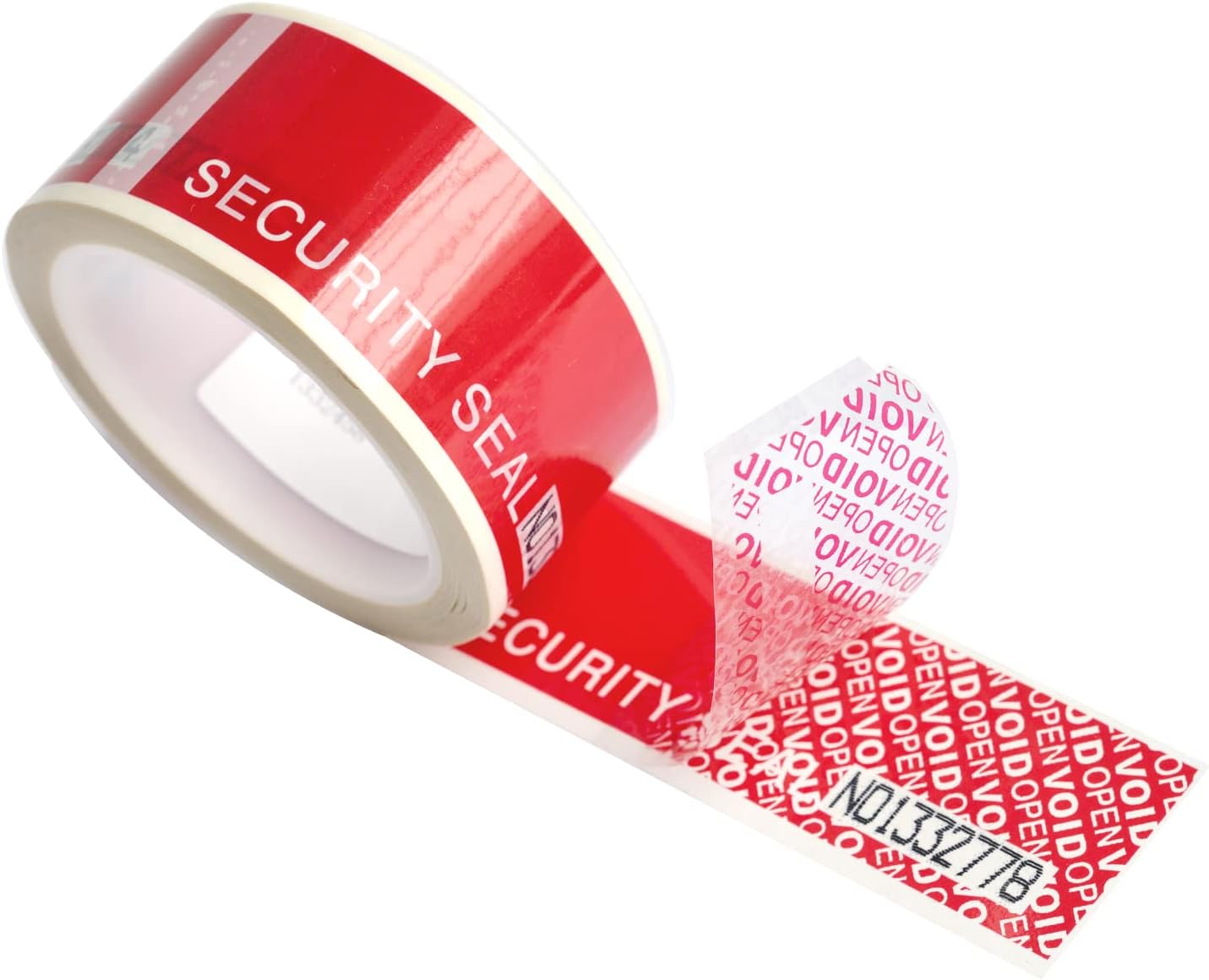 1 Roll 2" x55 Yard Red Precut Tamper Evident Security Tape - Superior Tamperproof Tape with Unique Serial Number