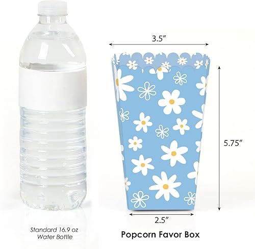 Miniatura 2 de Big Dot of Happiness Blue Daisy Flowers - Cajas de palomitas de maíz con diseño floral para fiestas, juego de 12