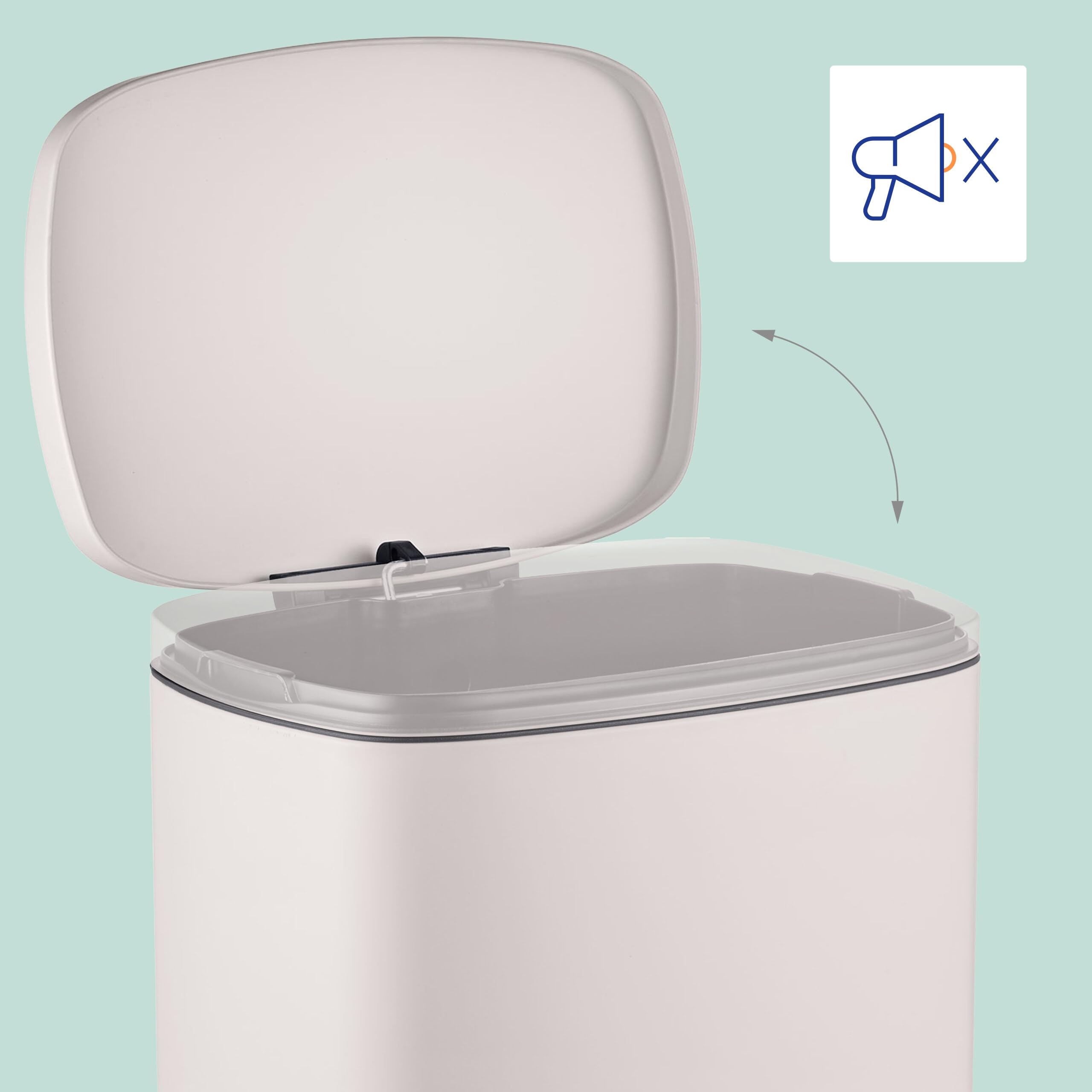 Relaxdays Cubo Basura Baño 50 Litros, Papelera Cocina Cierre Suave, Pedal, Bote Residuos Rectangular, Color a Elegir