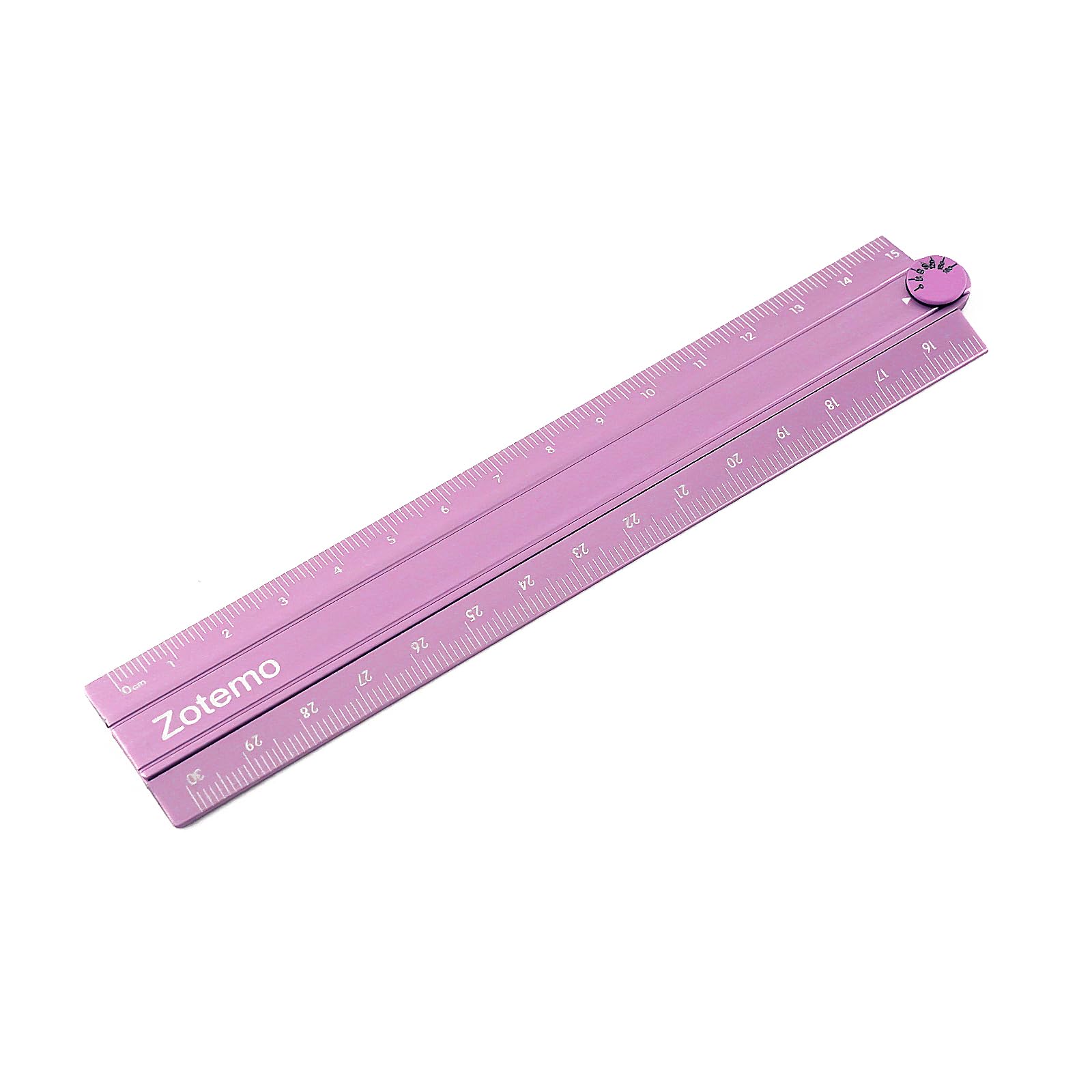 Zotemo Metal Ruler, 30cm and 15cm Dual Scale, Metric Measurement with Laser Printed Markings, Folding Design (Pink)