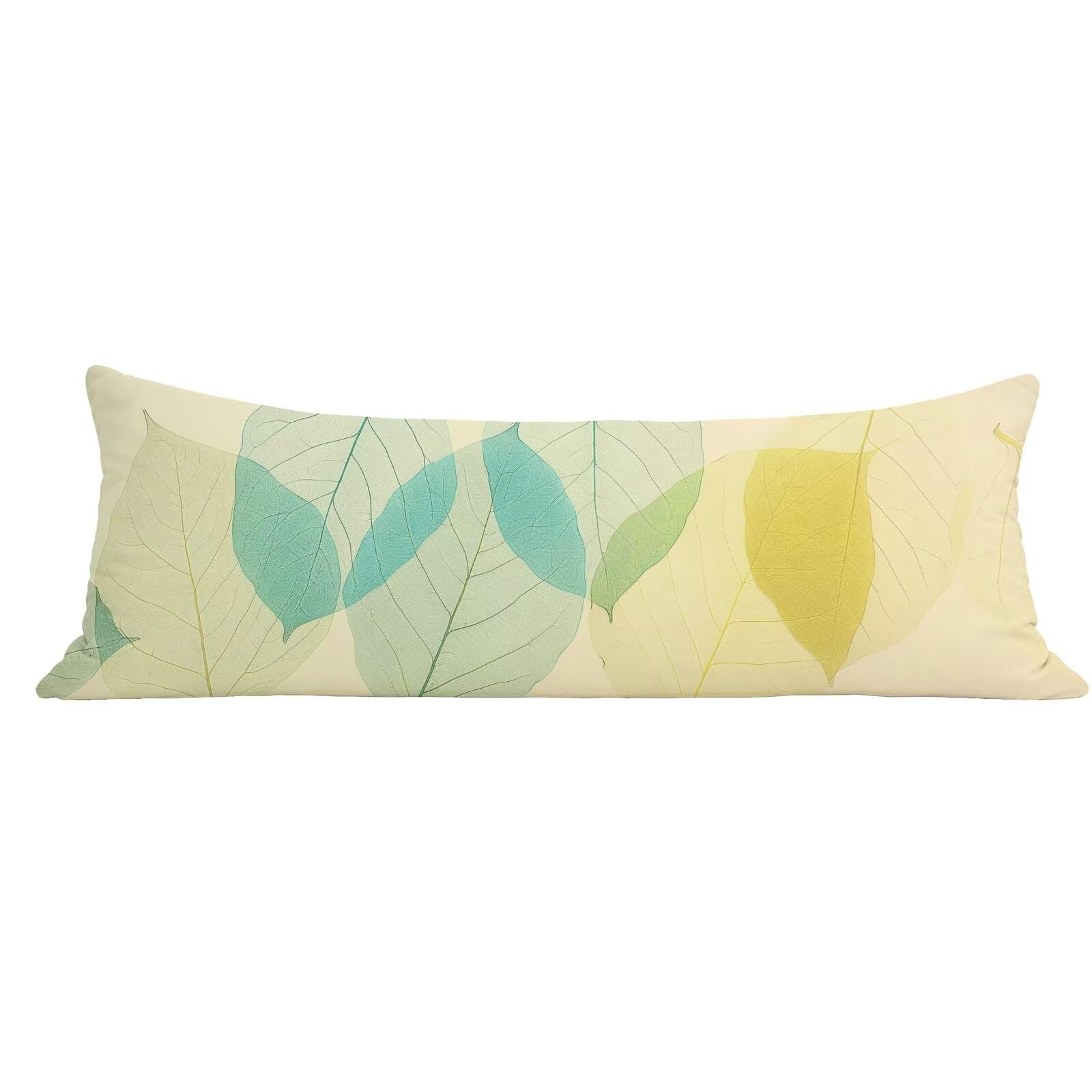 Funda de Almohada 60 x 180 cm Hoja Protector Almohada 180 cm con Cremallera Invisible, Lino Durable y Transpirable Pillow Case Largas Beige Impresión a Doble Cara para Cama, Sofá y Dormitorio dg-525