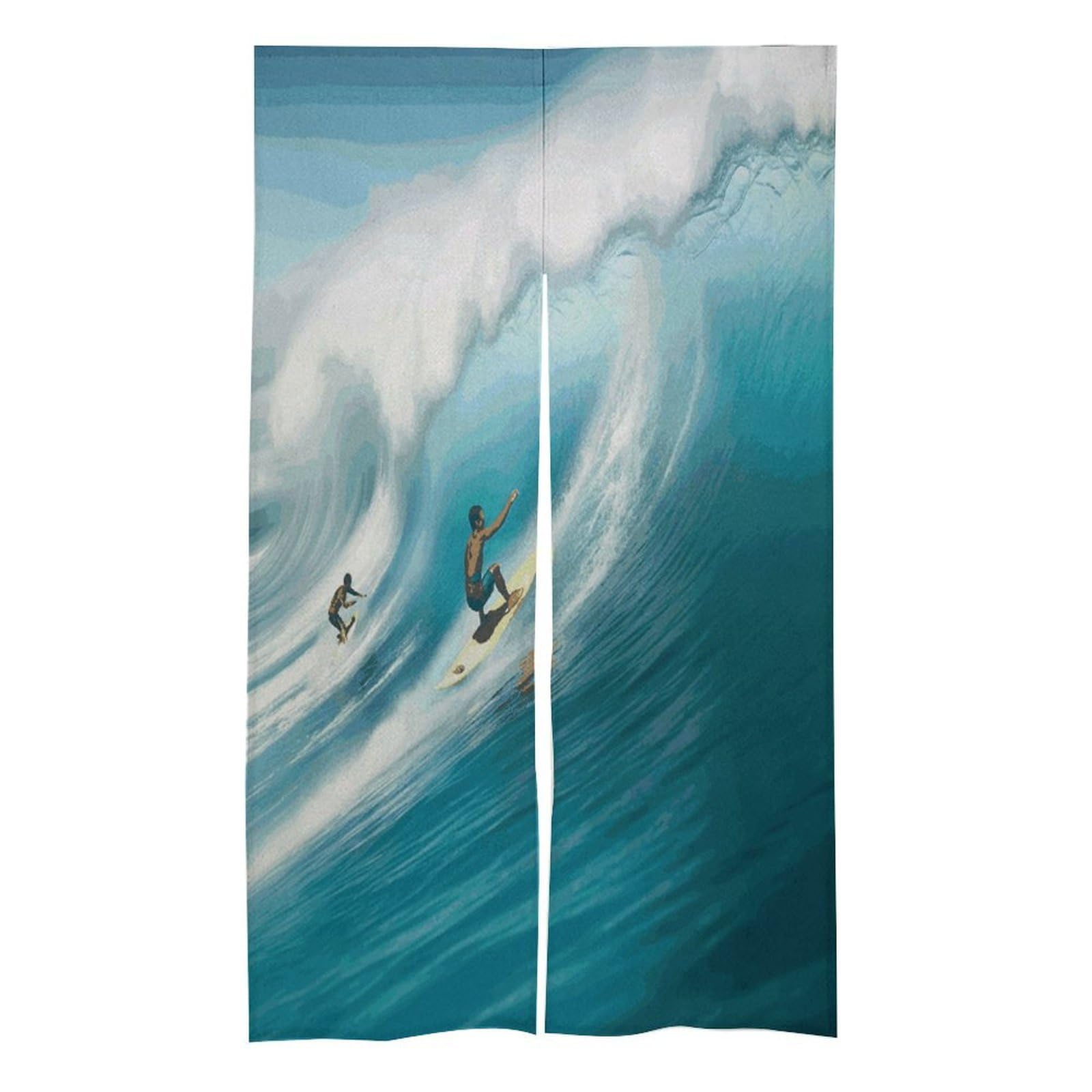 VstaDank Surfing Noren Doorway Curtain Printed Window Treatment Door Tapestry Chinese Traditional Doorway Curtain Long Type Door Tapestry for Home Decoration