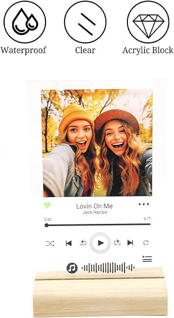 ARTSWAVE Personalized Acrylic Song | Acrylic Album Cover | Transparent Song | Multiple Size Options (Come with Stand) (8x12 inch), Clear