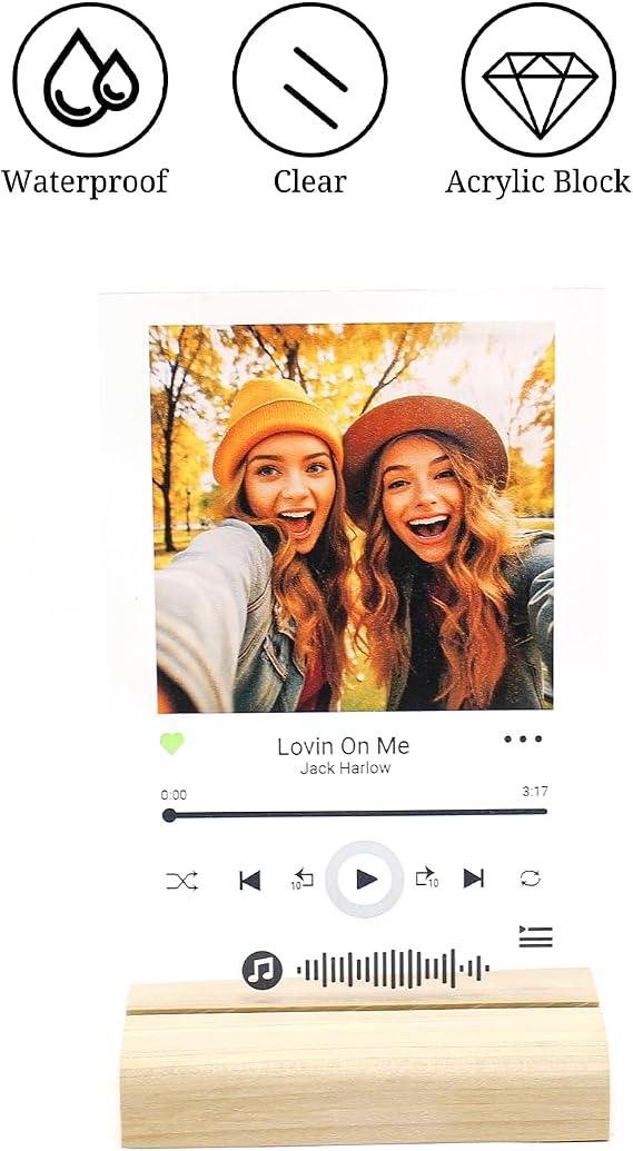 ARTSWAVE Personalized Acrylic Song | Acrylic Album Cover | Transparent Song | Multiple Size Options (Come with Stand) (8x12 inch), Clear