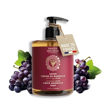 Panier des Sens - Moisturizing Hand Soap - Grape Fragrance - French Traditional Savon de Marseille Soap with Coconut Oil - Refillable Kitchen & Bathroom Soap - 16.9 Fl.oz Liquid Hand Wash 97% Natural