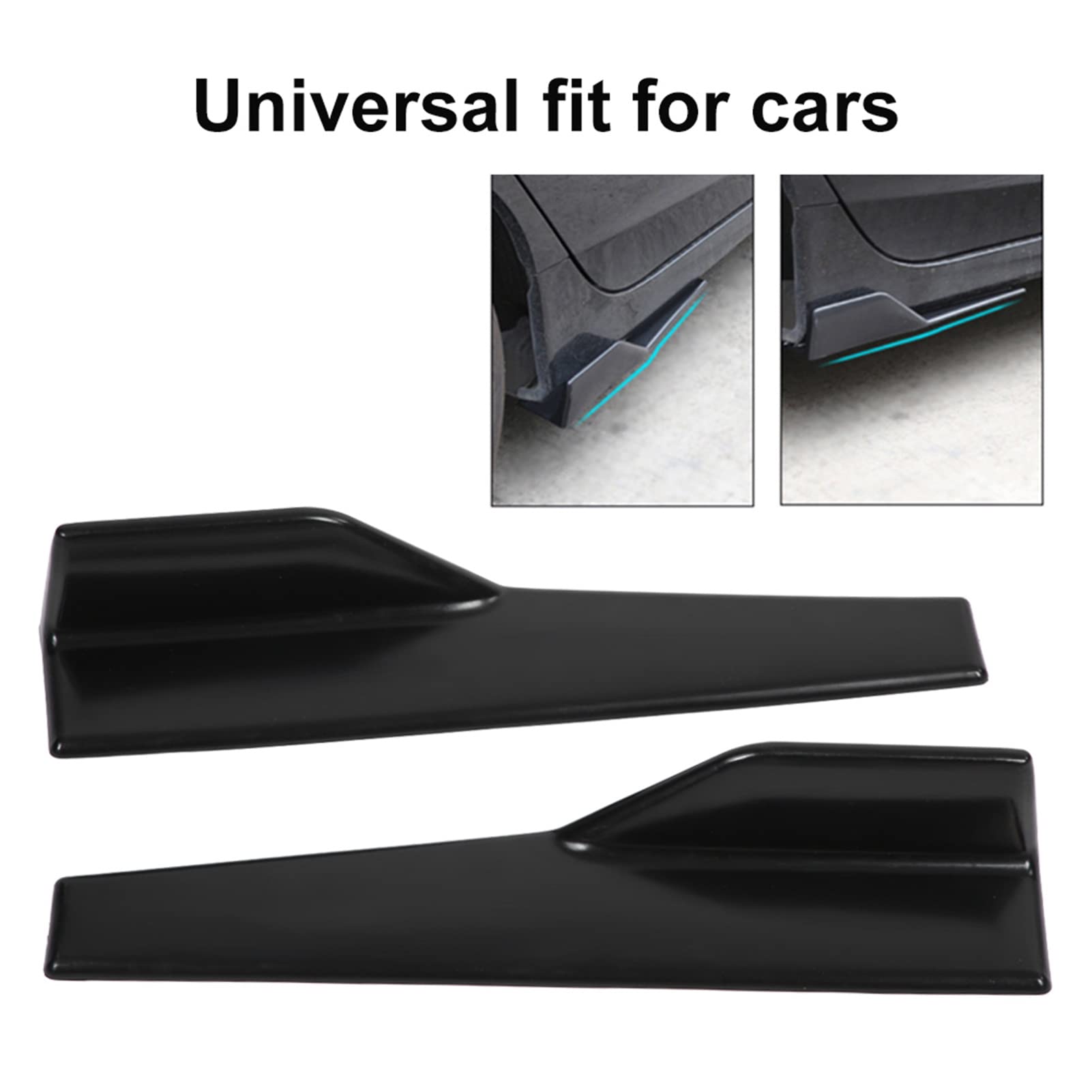Qqmora Jupes latérales de Voiture 2 pièces Jupe latérale Noire Brillante Universelle de Voiture séparateur de Bascule Ailes diffuseur de Canard pour pièces de Rechange