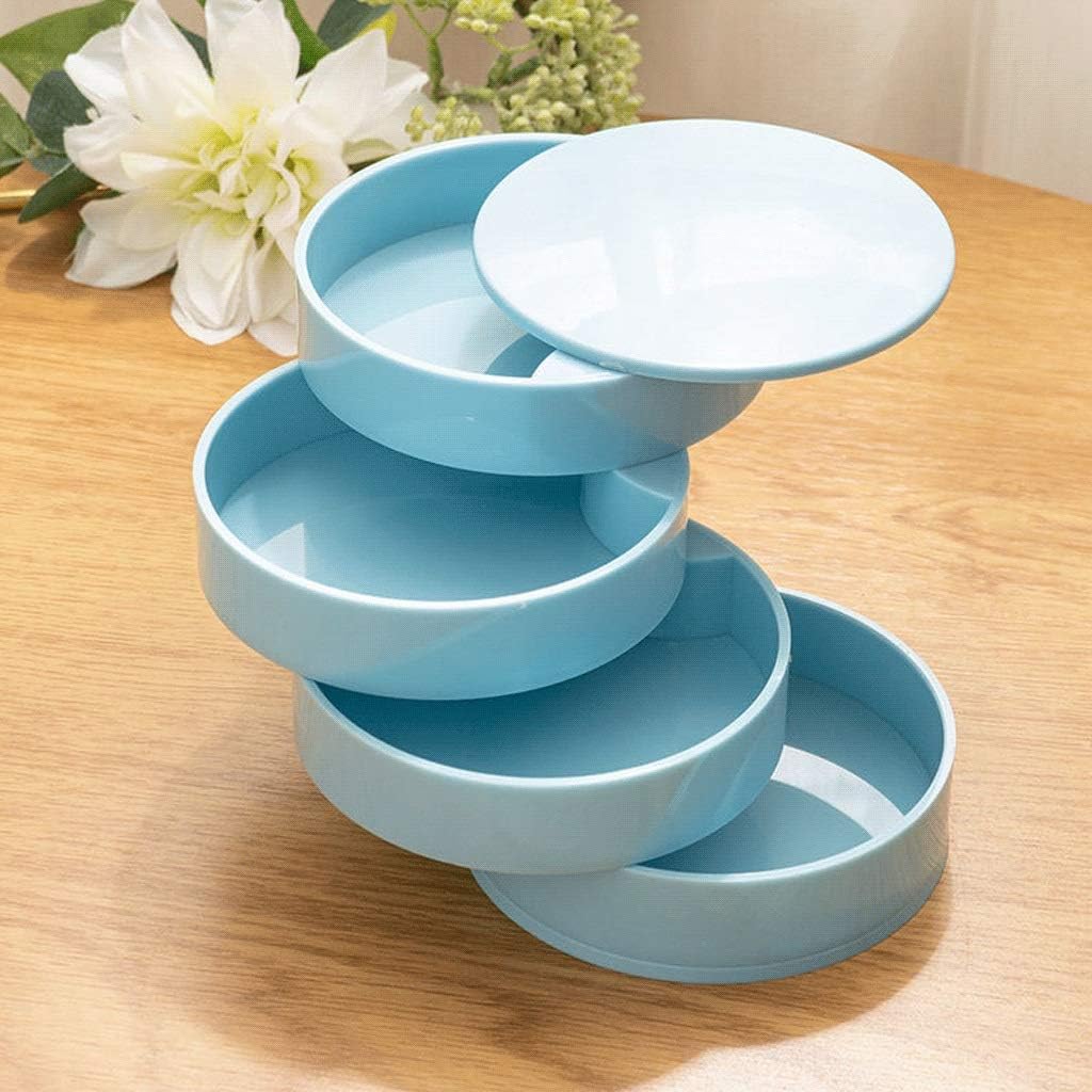 Jewelry Boxes 4-Layer Jewelry Box Small Jewelry Storage Box Earring Holder for Women 360° Rotating Travel Jewelry Tray Case with Lid,6 Colors Jewelry Organizer