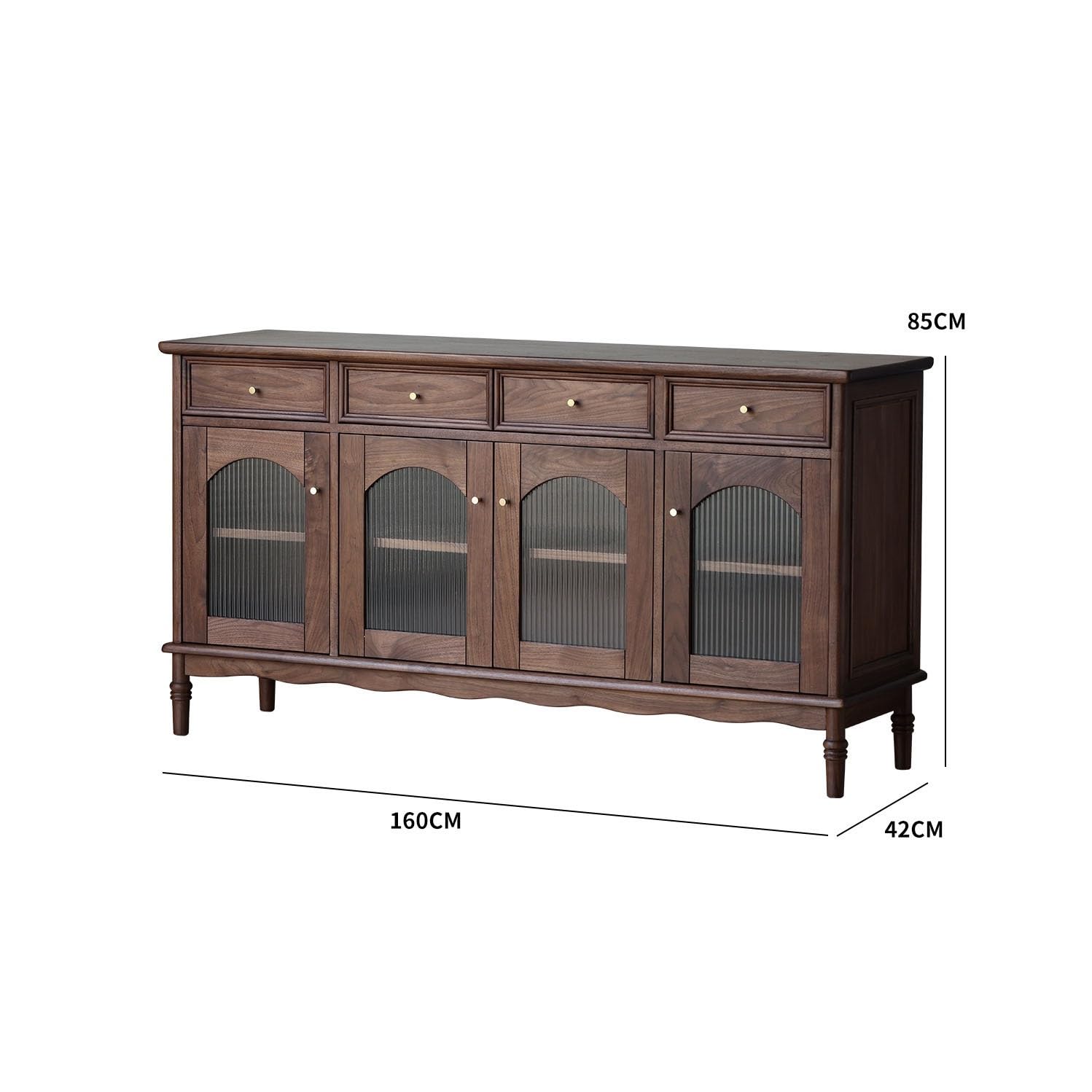 Gabinete De Barra De Café Vitrina de Cristal Simple Estilo Retro en Nogal Negro, Mueble Decorativo Moderno Ideal for Sala Estar, Entrada y Comedor Gabinete Buffet con Almacenamiento