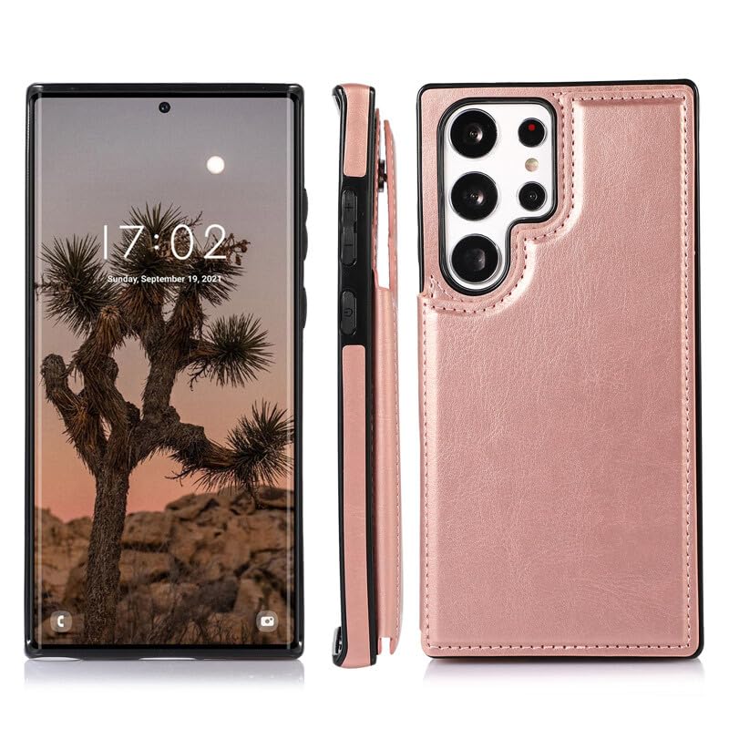 Étui en cuir Samsung Note 20 or rose, protection chic avec rabat magnétique