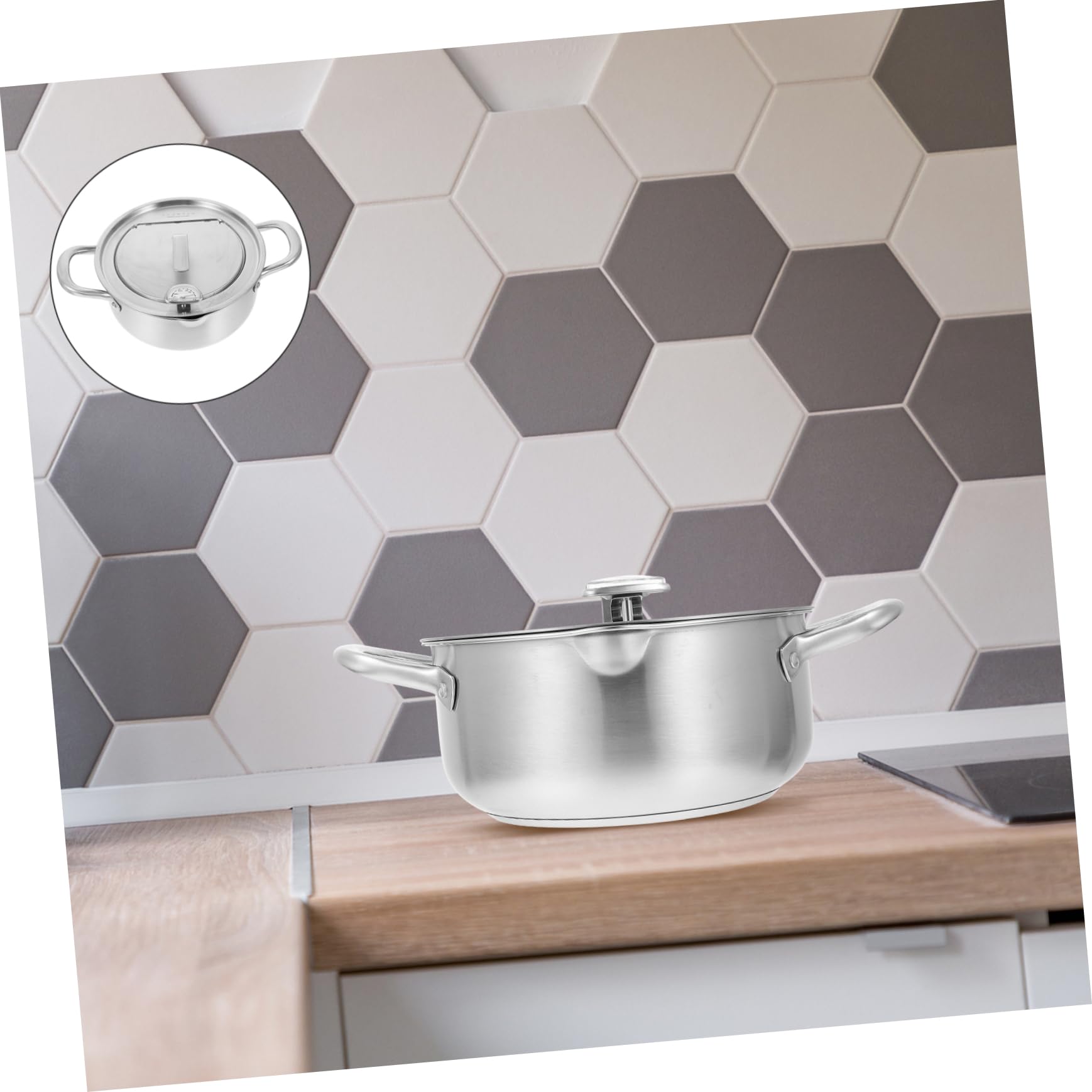 MAGICLULU Stainless Steel Deep Fryer Pot Compact Electric Fry Pan with Frying Thermometer Temperature Controlled Fryer for Kitchen