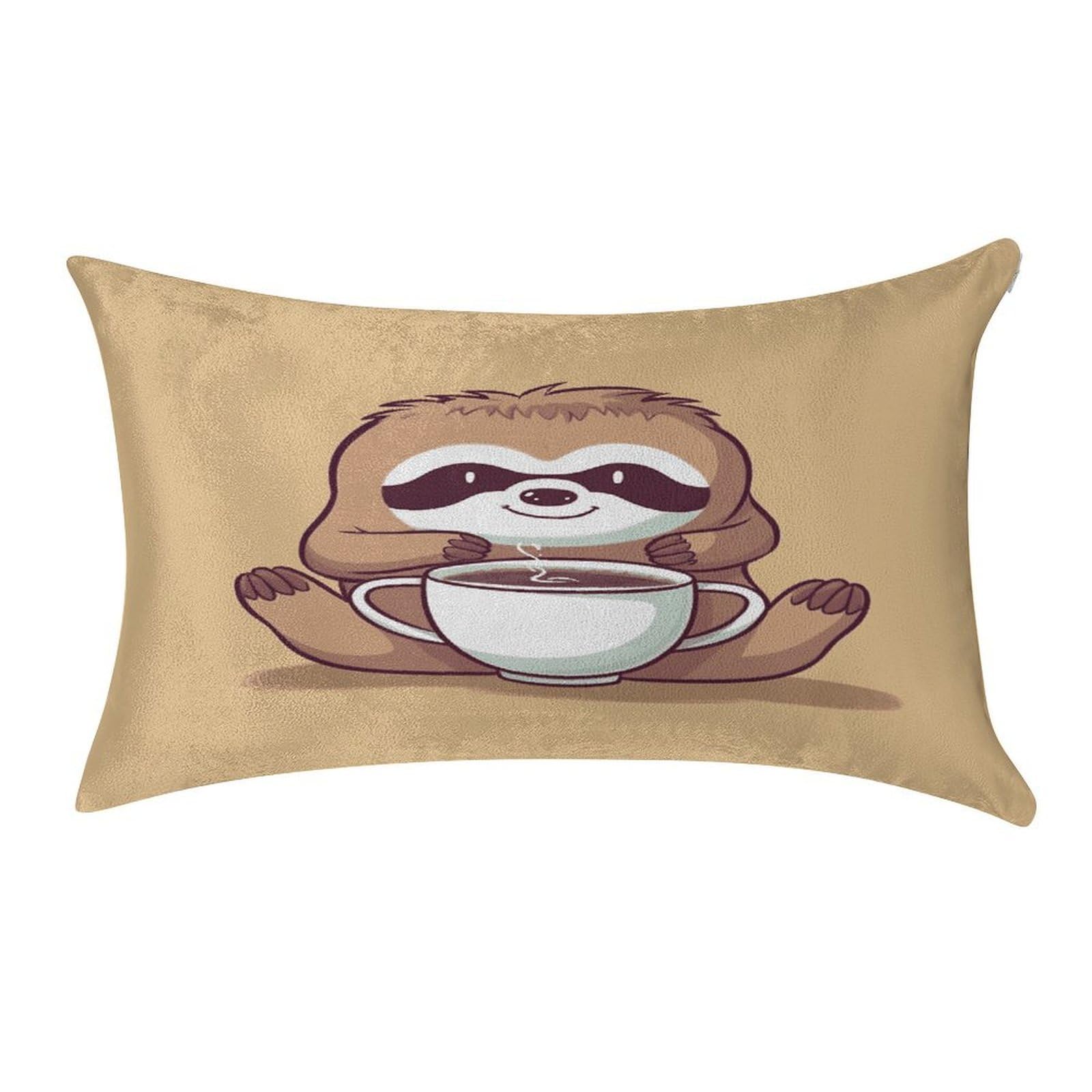 MUSM Yoga Sloth Coffee Pillow Case 12"X20" Luxury Velvet Throw Pillow Cover Fade Resistant Cozy Soft Pillowcases Pillow Protector Pillow Shams Lumbar Pillow Shells for Home&Gifts