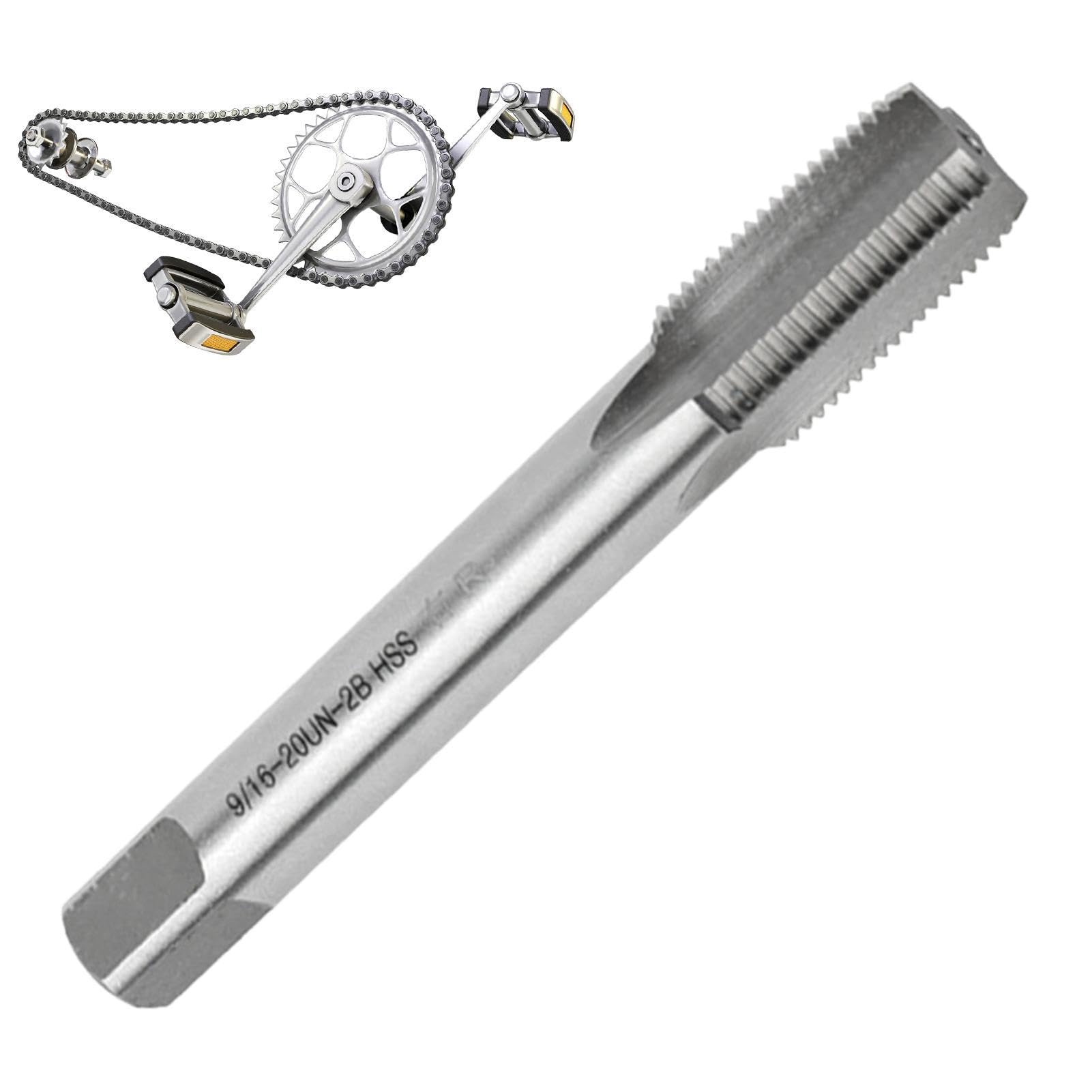 Kit d'outils de taraudage pour vélo 9/16"-20 - Outil de réparation de filetage de pédale de vélo | Réparation de filetage de vélo, tige de taraudage pour manivelle de vélo, taraud de machine et