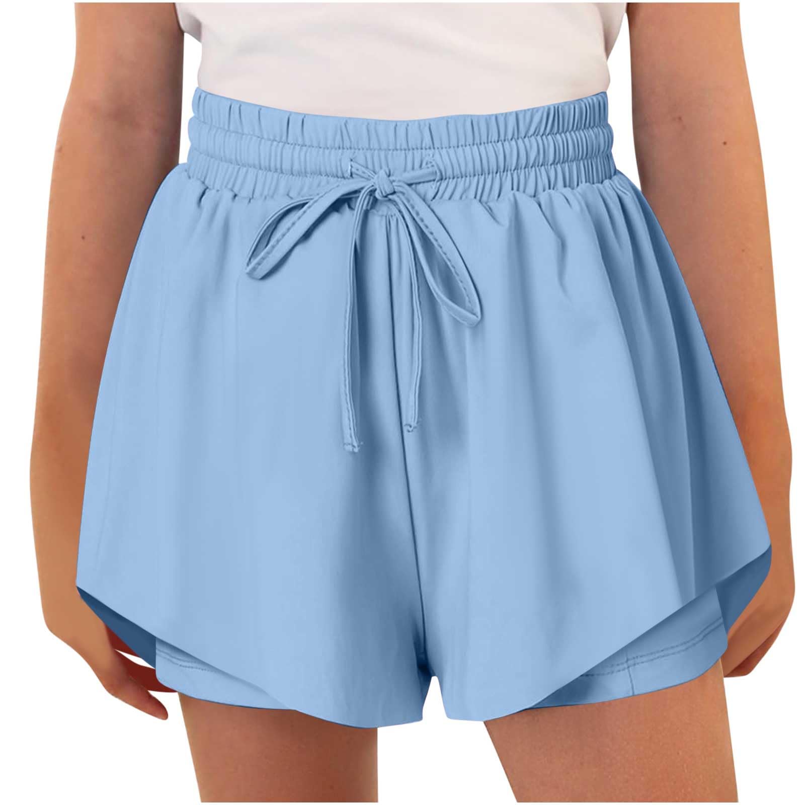duxyoz Flowy Athletic Shorts for Girls Butterfly Shorts for Kids Teens Preppy Tennis Running Athletic Short with Liner 2-in-1 Double Layer Quick-Drying Comfy Short Pants Summer Clothes 6-7 Years