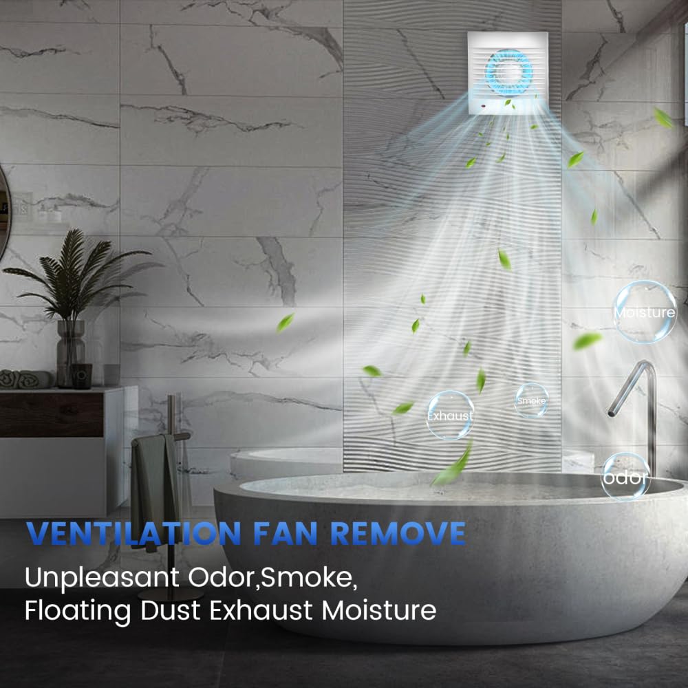 Gxpjycfob 4 Inch 100mm Bathroom Extractor Fan, 15W Silent Powerful Bathroom Fan - Image 3