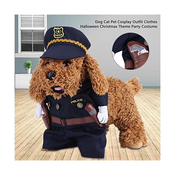Policeman costume outfits with hat pet dog cat halloween costumes the police for party christmas special events costume uniform with hat funny pet (s) - image 8