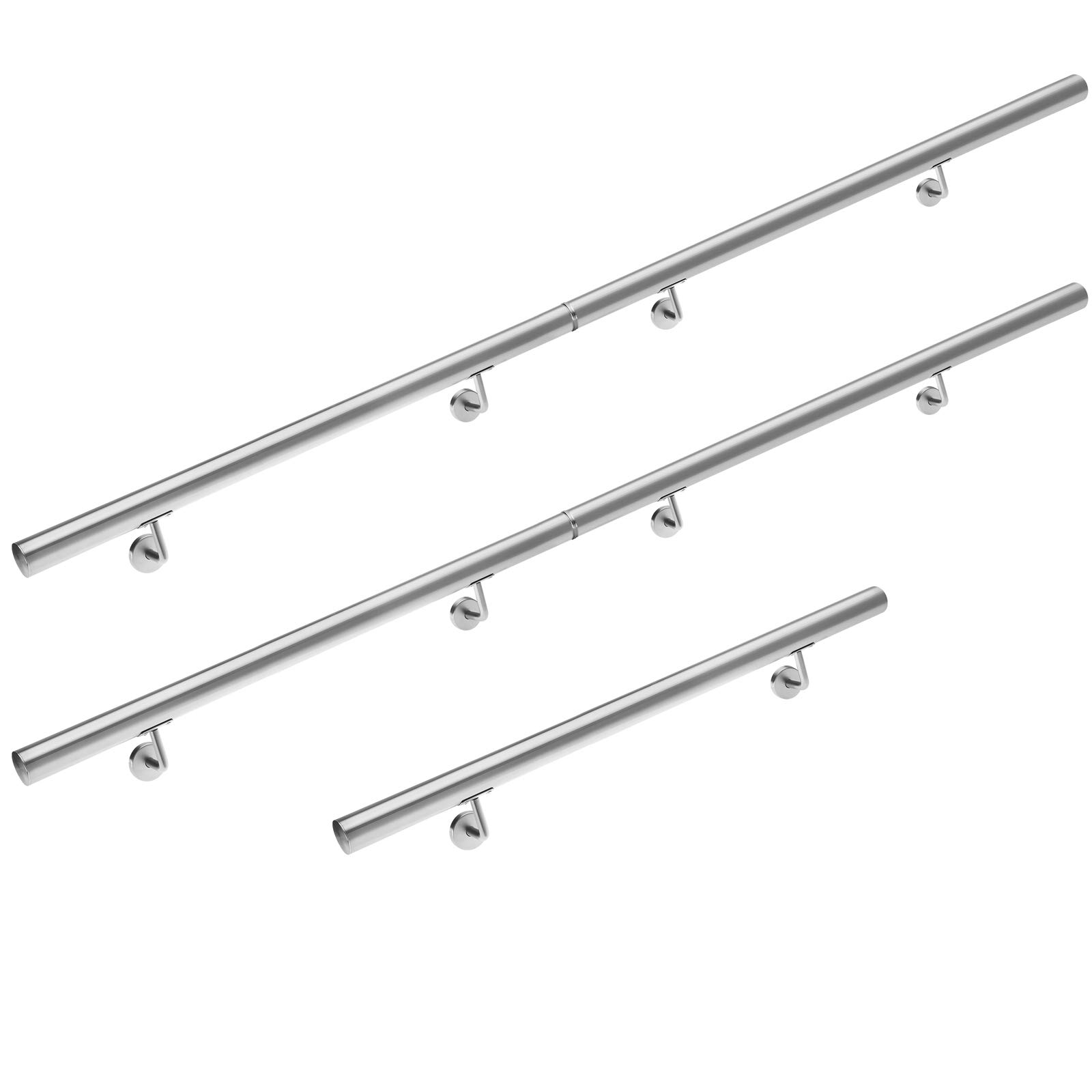 Monzana Stainless Steel Handrail Wall Railing for Stairs 500 cm Bracket Wall Indoor Outdoor