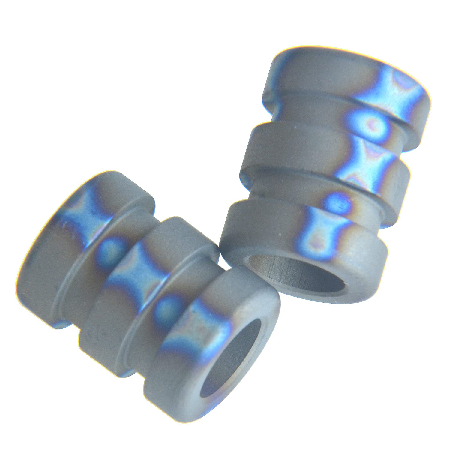 Cylindrical Titanium Pendant Charm Bracelet Necklace Beard Hair Parachute Cord EDC Pendant Bead DIY Accessories (Pack of 2) MGB-F