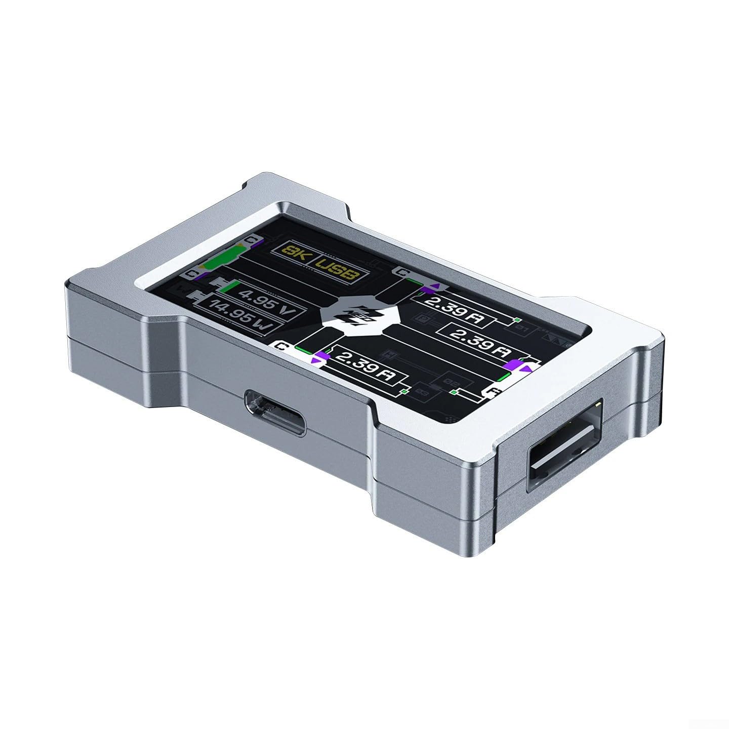 USB-C a concentrador de juegos de doble puerto compatible con arquitectura multicanal MTT de salida 8K y aislamiento de señal (negro)