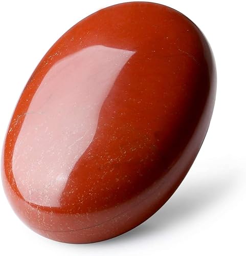 Jaspe rojo de 2.4 pulgadas, cristales curativos de piedra de palma grande, piedras preciosas naturales, efectos calmantes, equilibrio de energía,